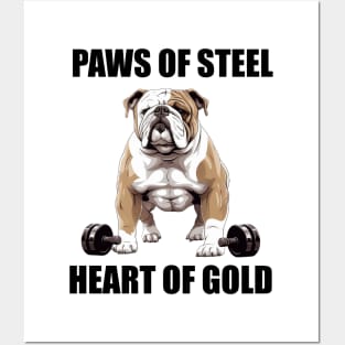 Dog Lovers Fitness Workout Paws Of Steel Heart Of Gold Posters and Art